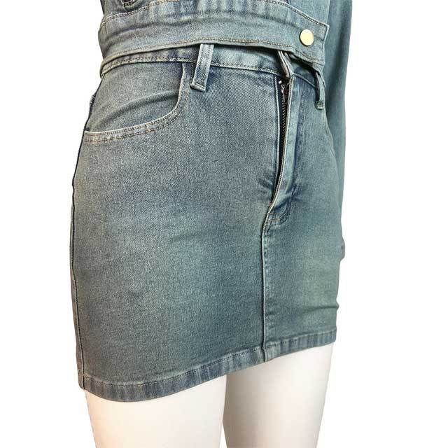 Embroidery Denim Jacket Top Skirt Set