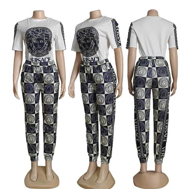 Short Sleeve Printed Casual Jogging Suit