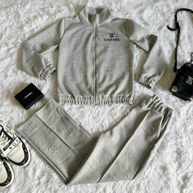 Embroidery Embossing Long Sleeve Fall Tracksuit Set
