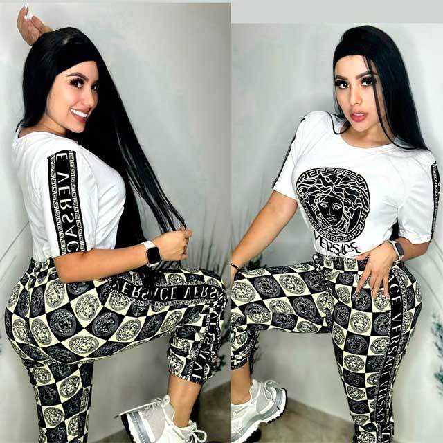 Short Sleeve Printed Casual Jogging Suit