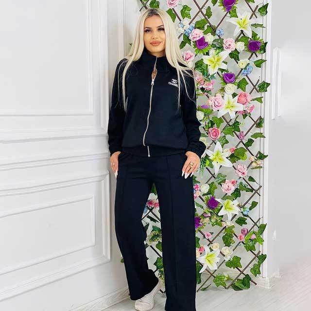 Embroidery Embossing Long Sleeve Fall Tracksuit Set