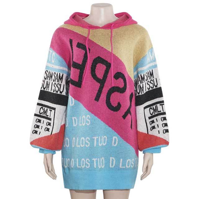 Knit Color Block Hooded Sweater