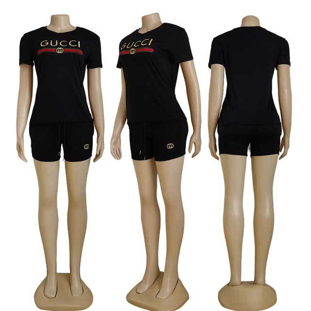 Embroidery Casual Sport Short Set
