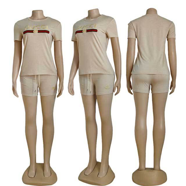 Embroidery Casual Sport Short Set