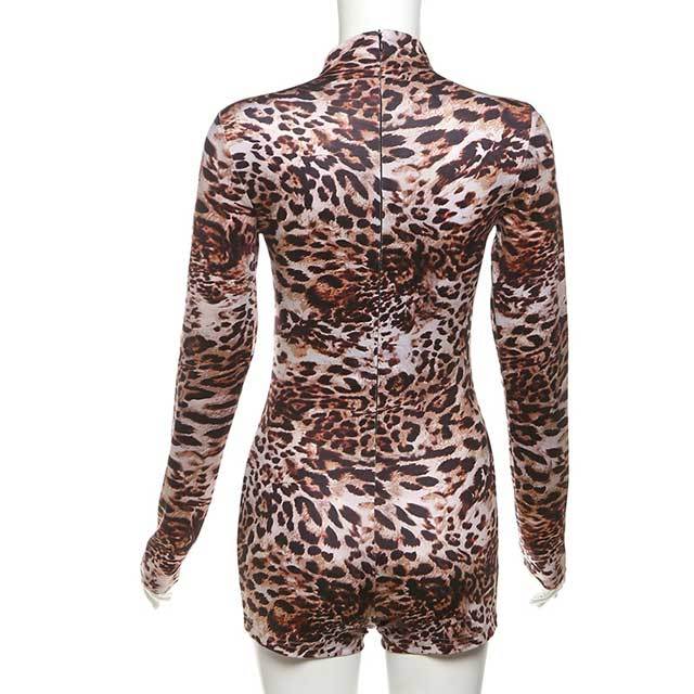 Leopard Print Long Sleeve Romper