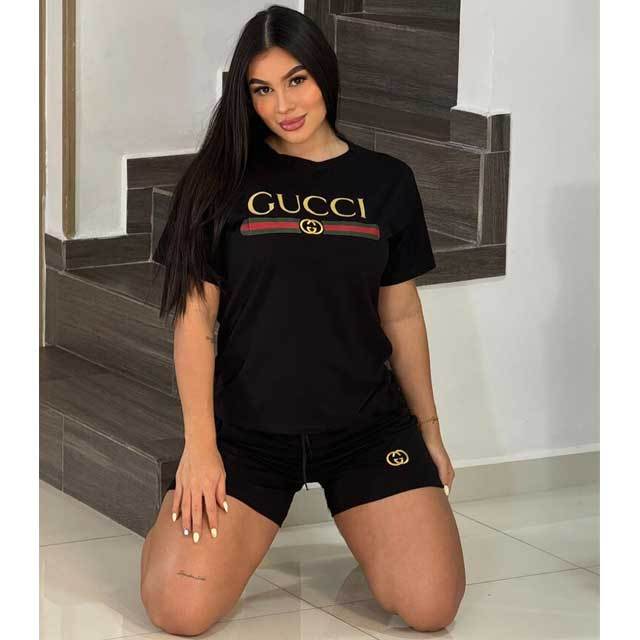Embroidery Casual Sport Short Set