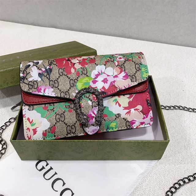 Floral Print Chained Messenger Bag