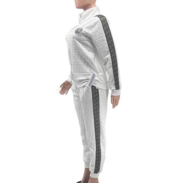 Embossing Embroidery Fall Casual Tracksuit Set