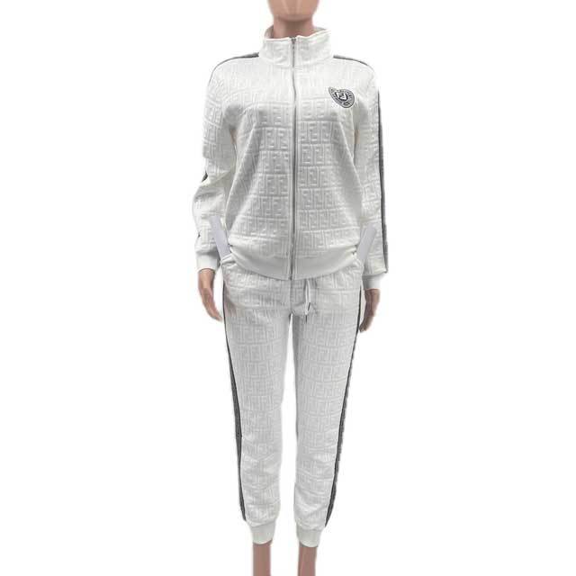 Embossing Embroidery Fall Casual Tracksuit Set
