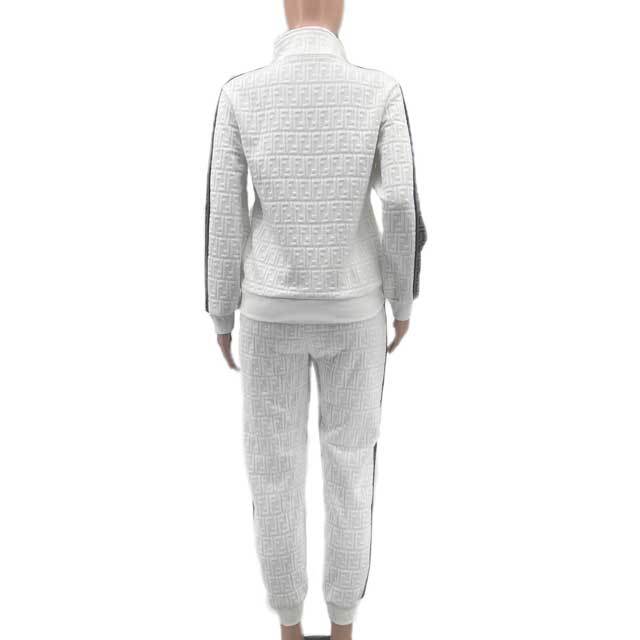 Embossing Embroidery Fall Casual Tracksuit Set
