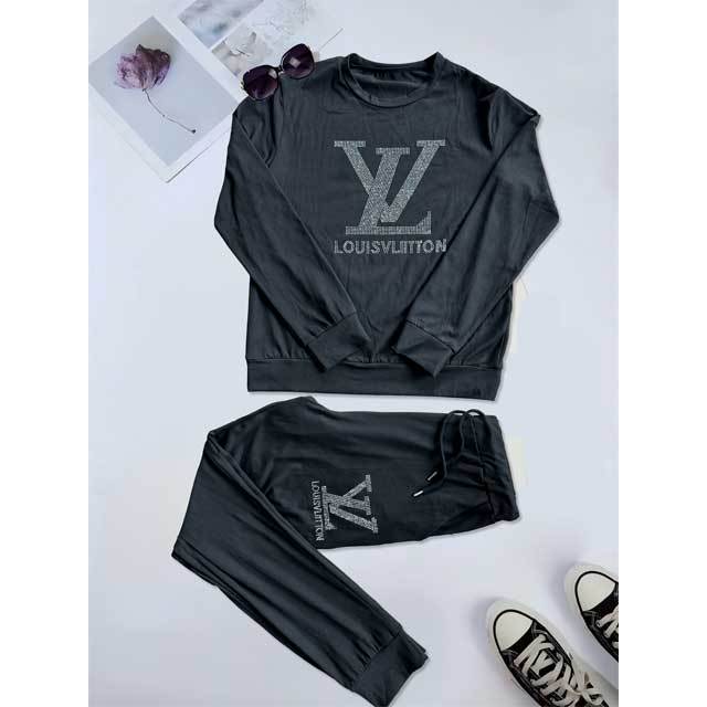 Rhinestones Fall Casual Tracksuit Set