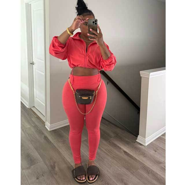 Drawstring Top Casual Jogging Suit