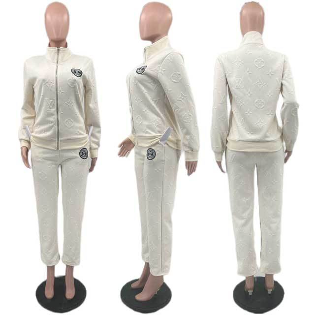Embroidery Embossing Casual Tracksuit Set