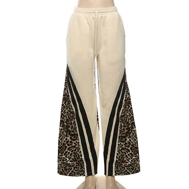 Leopard Print Striped Jogging Pant