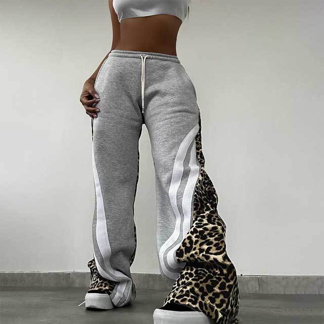 Leopard Print Striped Jogging Pant