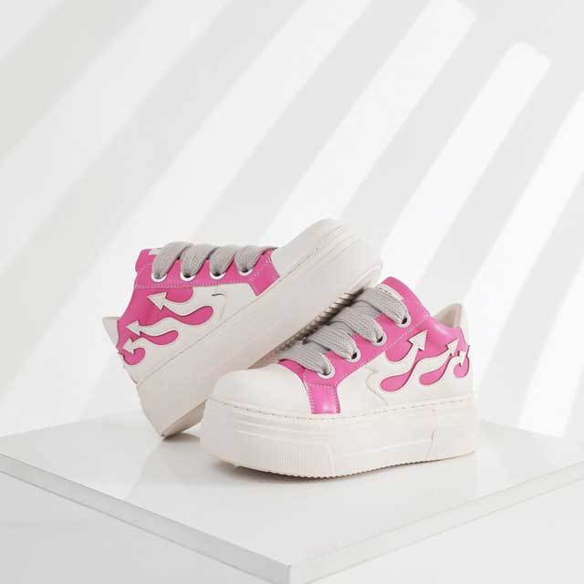 Thick Lace-Up Leather Casual Sneakers