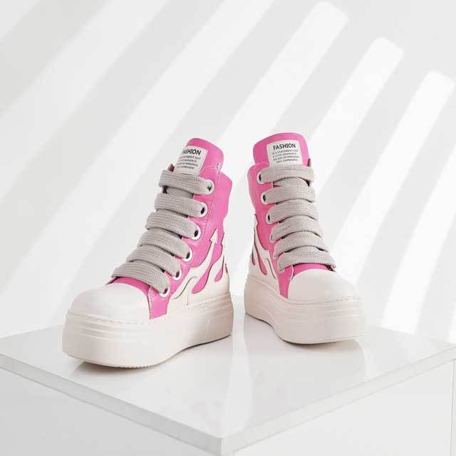 Thick Lace-Up Leather Lovers Sneakers