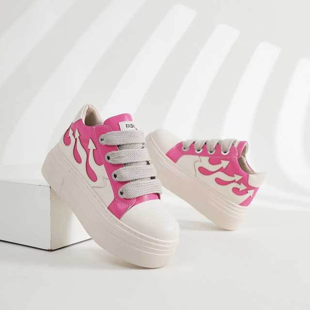 Thick Lace-Up Leather Casual Sneakers