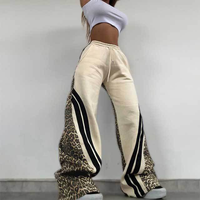 Leopard Print Striped Jogging Pant
