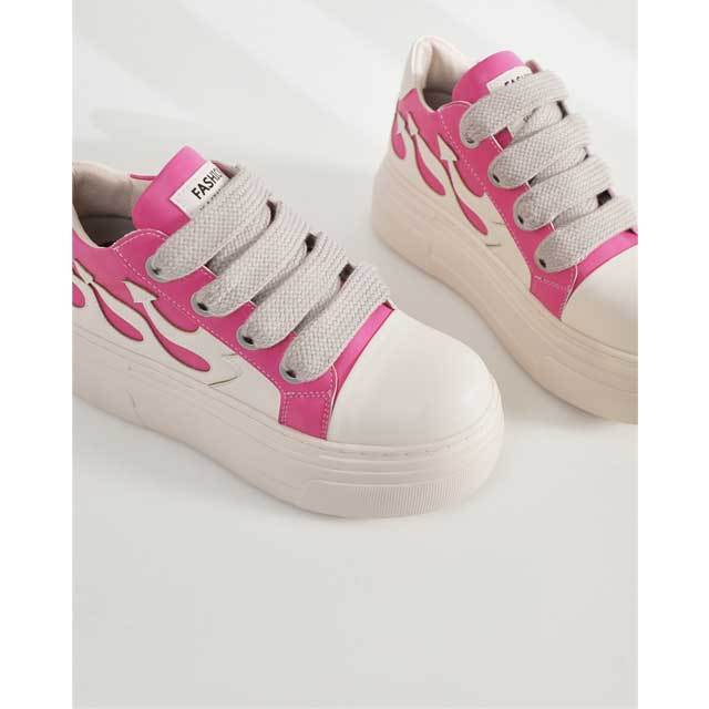 Thick Lace-Up Leather Casual Sneakers