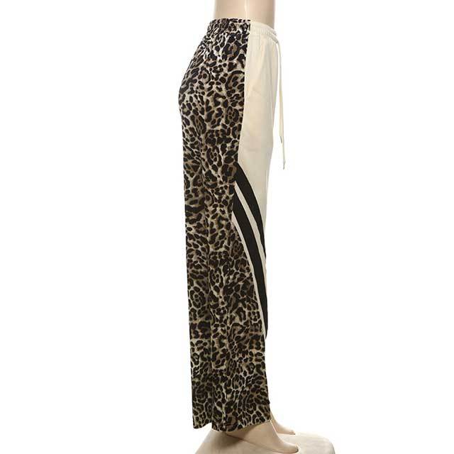 Leopard Print Striped Jogging Pant