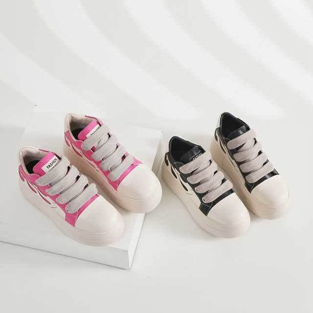 Thick Lace-Up Leather Casual Sneakers