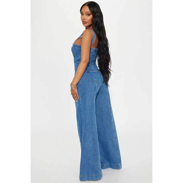 Denim Wide Legs Jumpsuit Overalls
