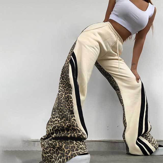 Leopard Print Striped Jogging Pant