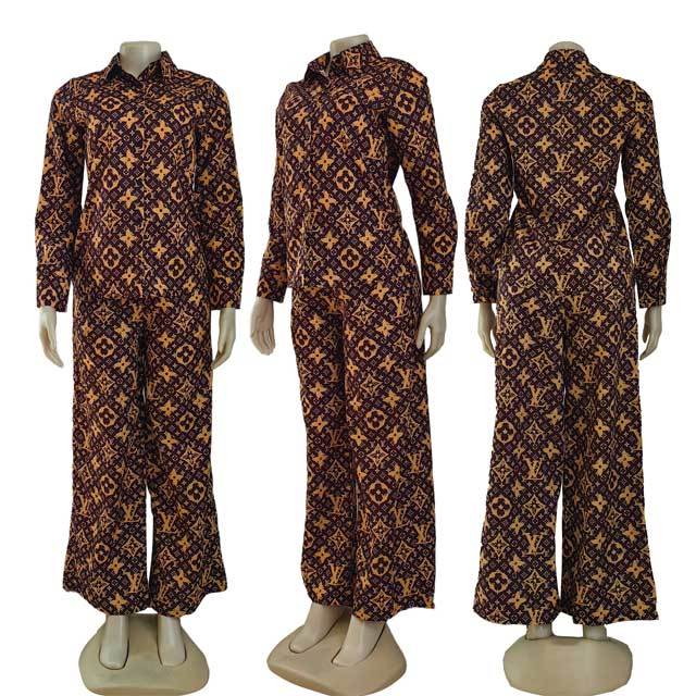 Printed Shirt Top Casual Pants Set
