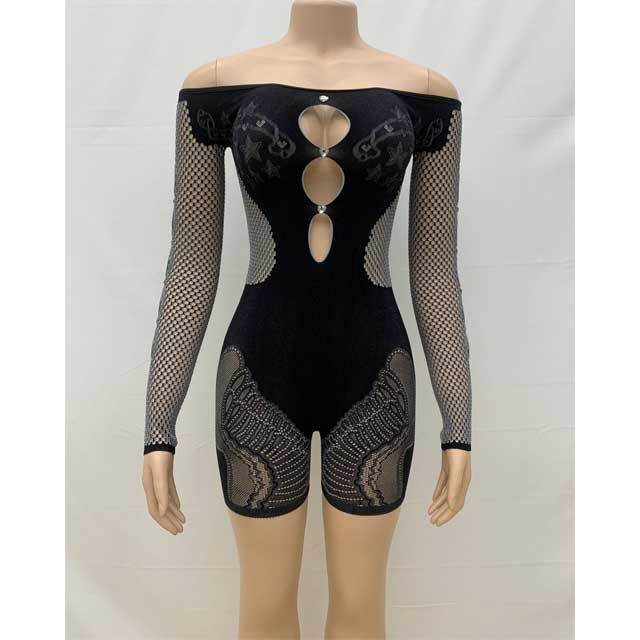 Off Shoulder Hollow Out Lace Lingerie Romper
