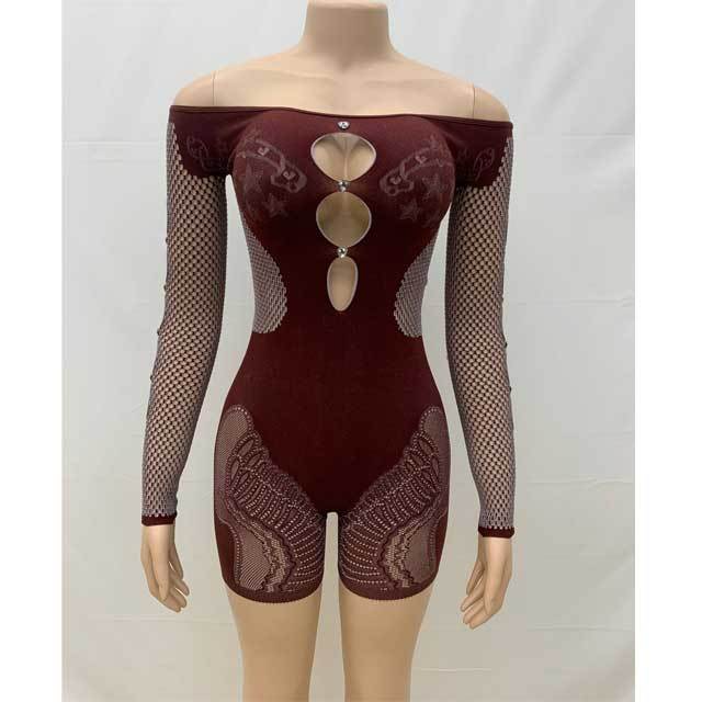 Off Shoulder Hollow Out Lace Lingerie Romper
