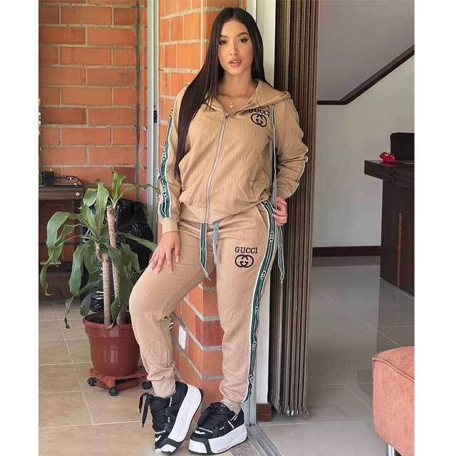 Embossing Striped Hooded Tracksuit Set