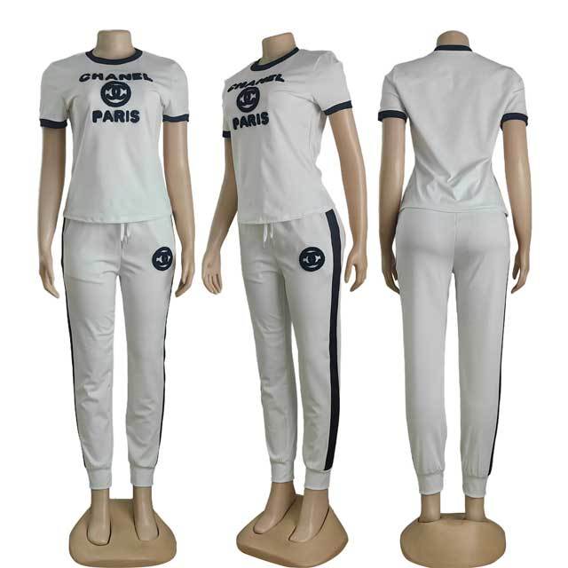 3D Letter Short Sleeve Casual Jogging Suit