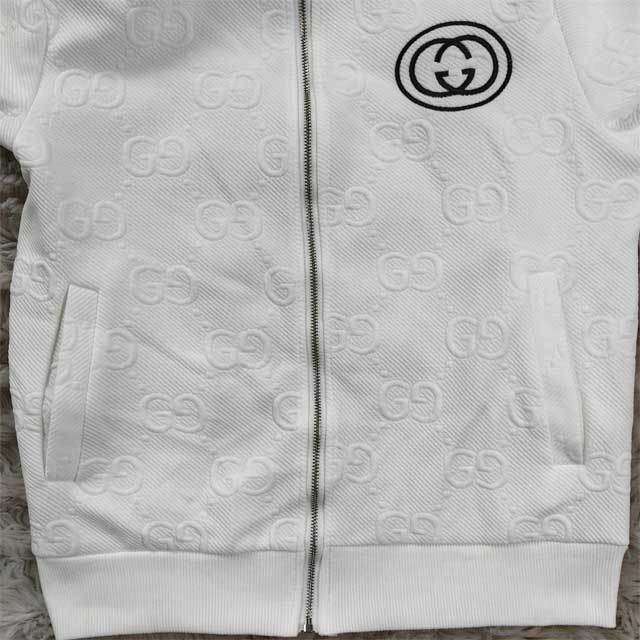 Embroidery Embossing Striped Casual Tracksuit Set