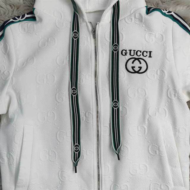Embossing Striped Hooded Tracksuit Set