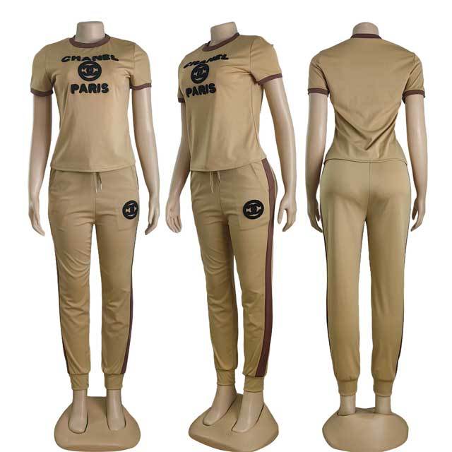 3D Letter Short Sleeve Casual Jogging Suit
