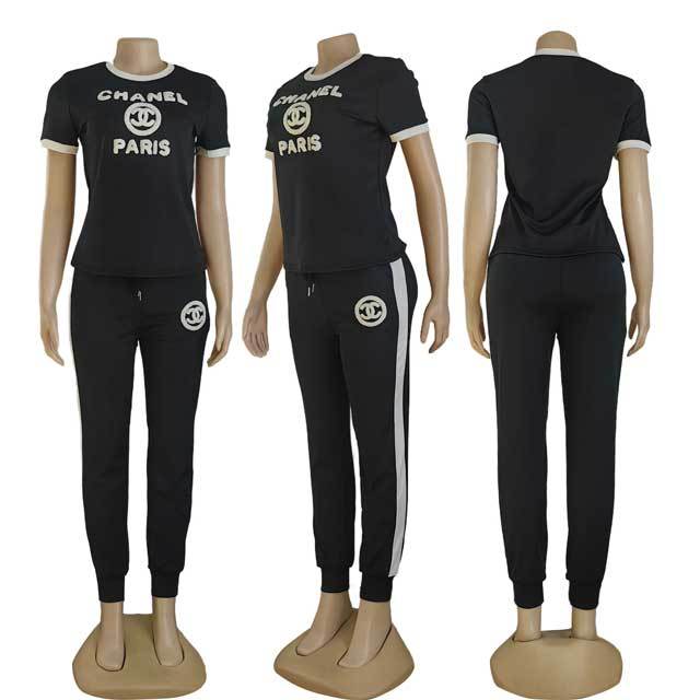 3D Letter Short Sleeve Casual Jogging Suit