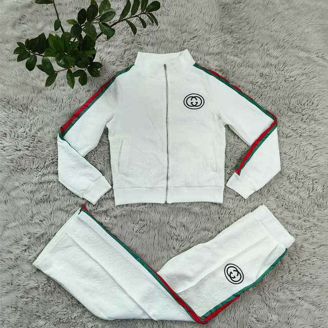Embroidery Embossing Striped Casual Tracksuit Set