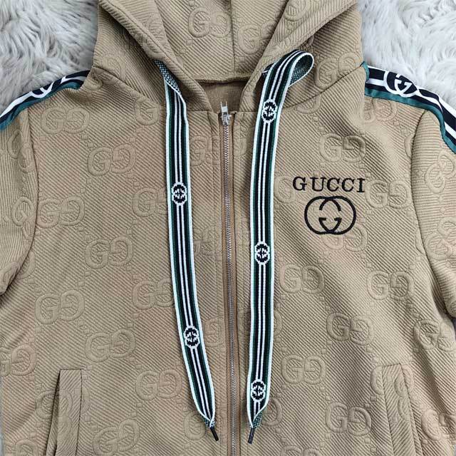 Embossing Striped Hooded Tracksuit Set