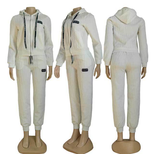 Embossing Hooded Casual Jogging Suit
