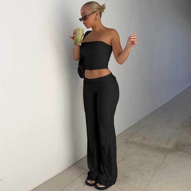 Basic Tube Top Bell Pants Set