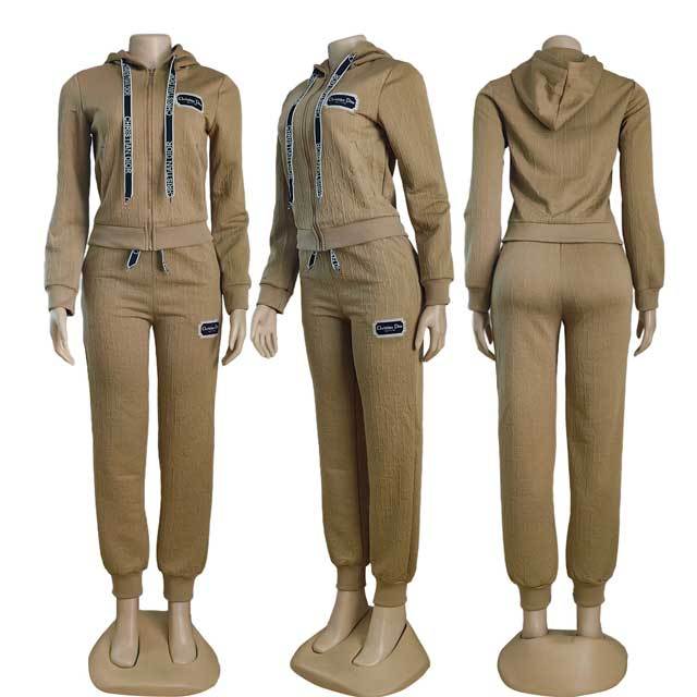 Embossing Hooded Casual Jogging Suit