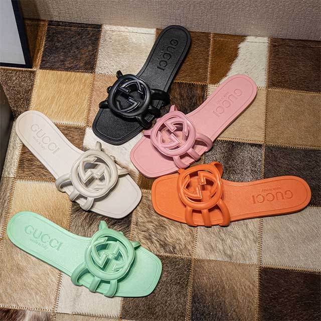 Candy Color Hollow Out Flat Slides