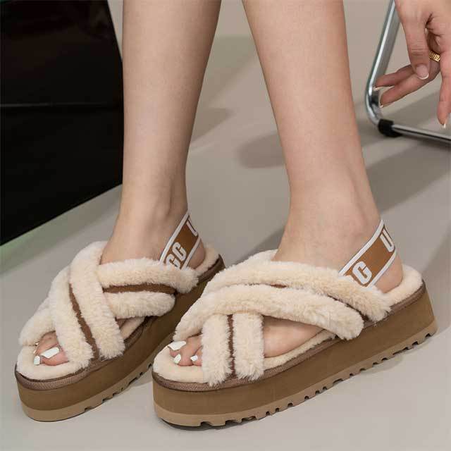 Platform Fuzzy Sandals
