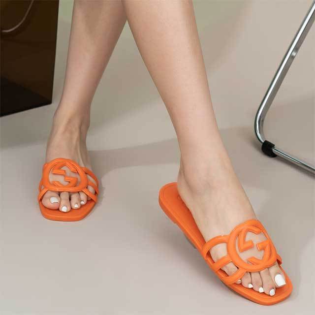 Candy Color Hollow Out Flat Slides