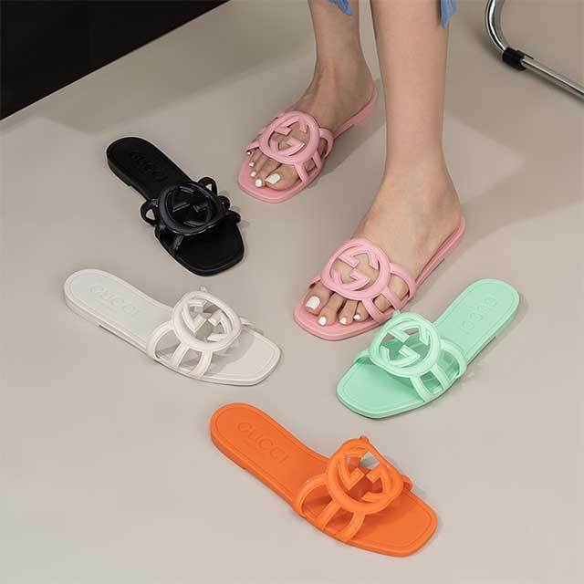 Candy Color Hollow Out Flat Slides