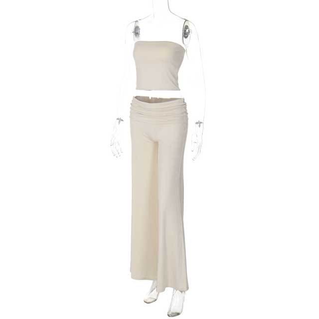Basic Tube Top Bell Pants Set