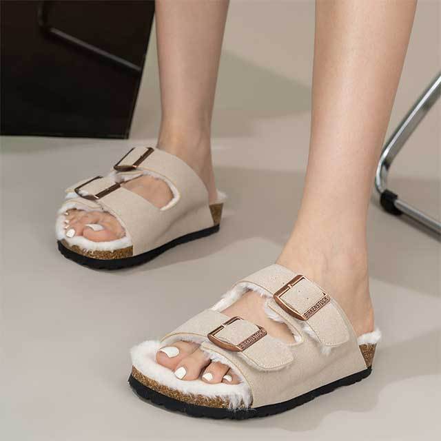 Adjustable Homewear Fuzzy Slides Shoes