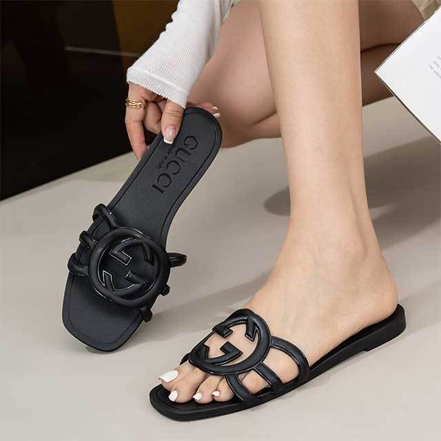 Candy Color Hollow Out Flat Slides
