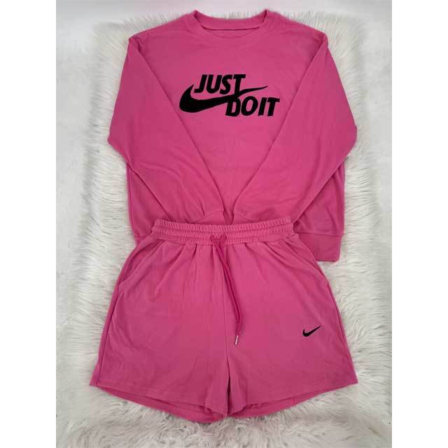 Embroidery Sweatshirt Top Short Set